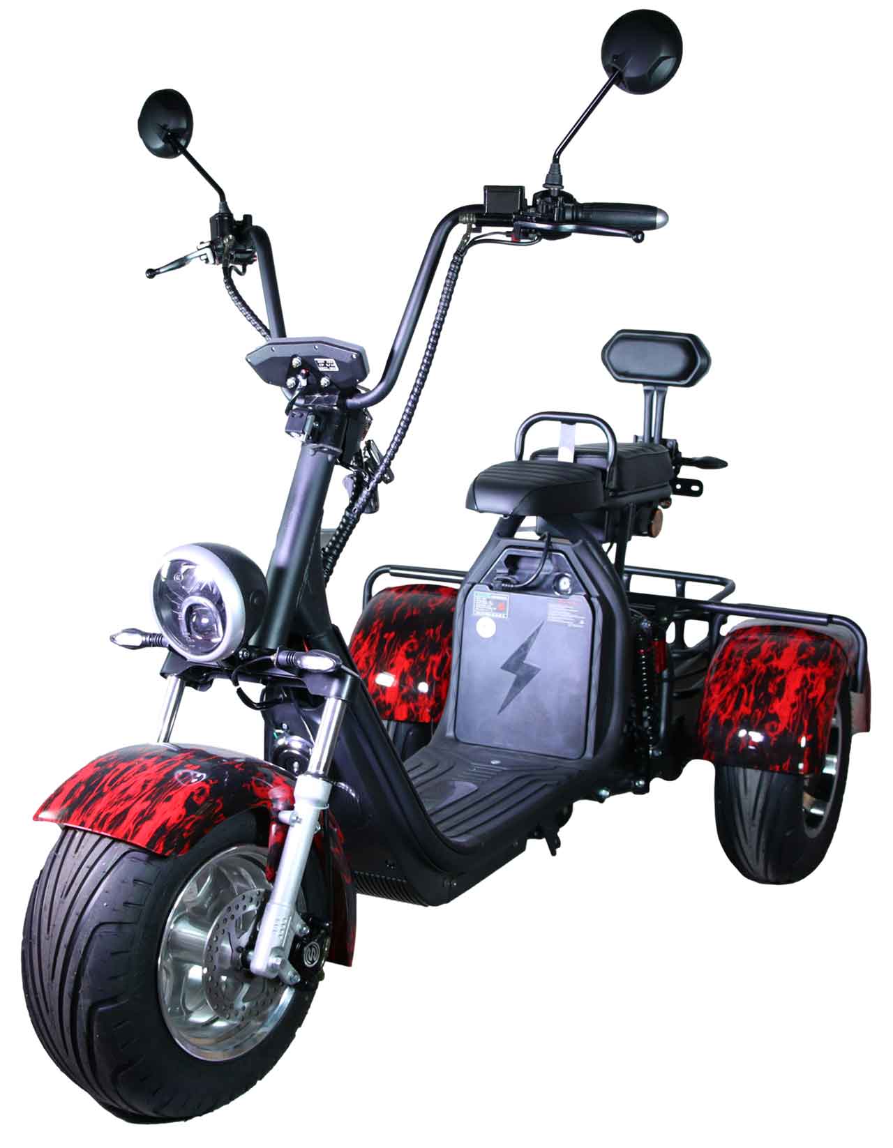 Rocknbikes CP3.1 Trike Schwarz/Rot 45km/h Elektroroller mit Akku 60V25Ah