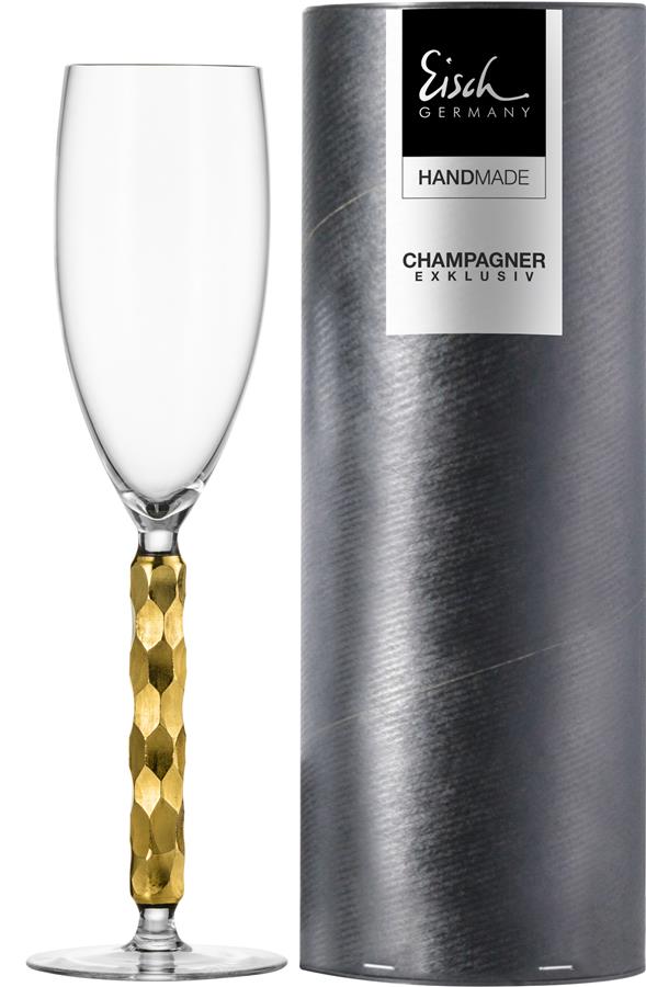 Glashütte Eisch Champagnerglas 598/72 gold in Geschenkröhre Champagner Exklusiv 47759872