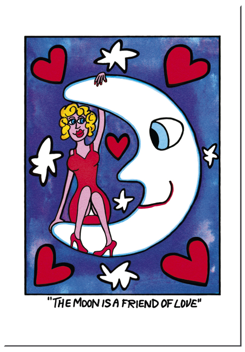 Fridolin Doppelkarte/Umschlag, James Rizzi, The moon is a friend of love Nr. 60214
