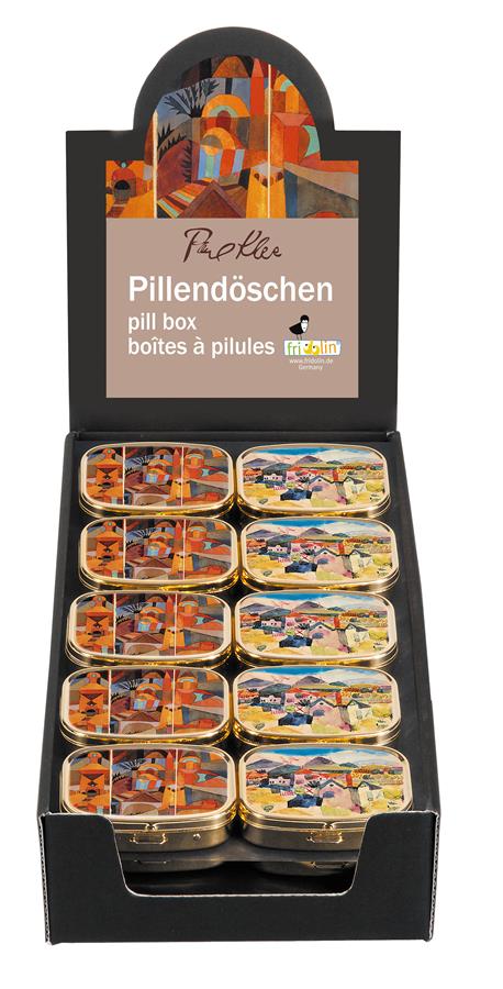 Fridolin  DISPLAY, Pillendöschen, gold, Paul Klee, 30 Stk.  Nr. 18296