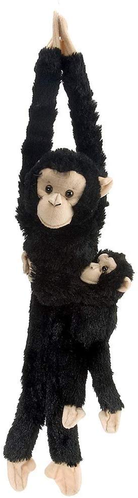 Wild Republic 15265 - Plüschtier - Hanging Monkey - Schimpanse, Mama mit Baby, 51 cm