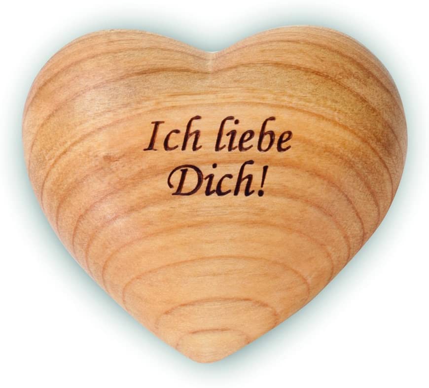 Herz symmetrisch Gr. 1: "Ich liebe Dich!" 6 x 5,5 cm Laubholz (geölt) Art:5126-14 