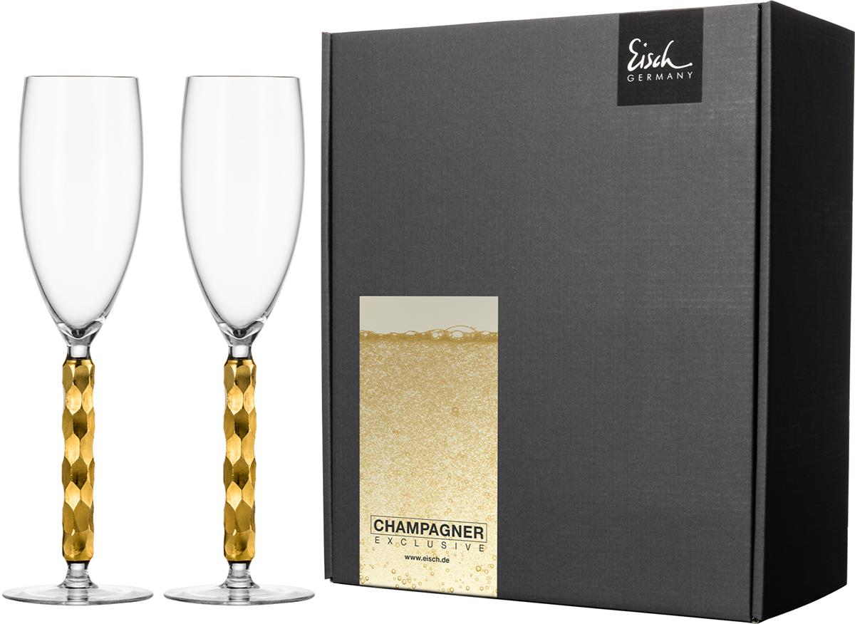 Glashütte Eisch 2 Champagnergläser 598/72 gold im Geschenkkarton Champagner Exklusiv 47759882