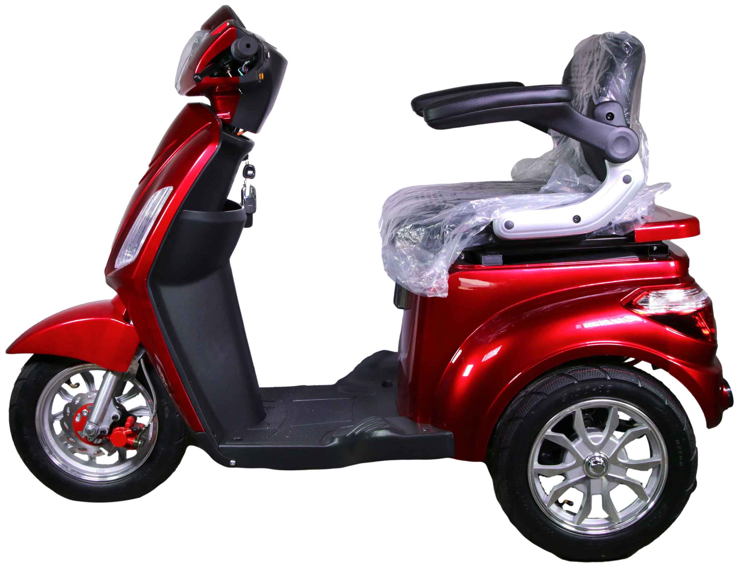 Rocknbikes R500 Elektro-Seniorenmobil Burgundy Rot metallic 25km/h Akku 60V20aH Senioren Roller E-Scooter Roller