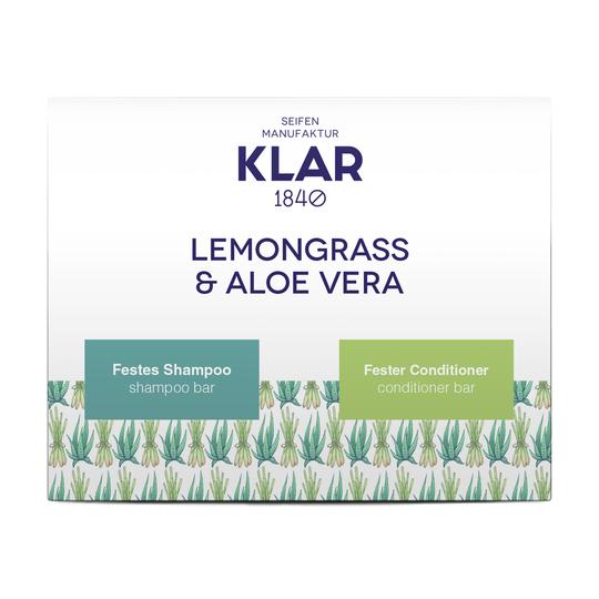 Klar Seifen Geschenkset festes Shampoo & Conditioner Lemongrass & Aloe 7040-50