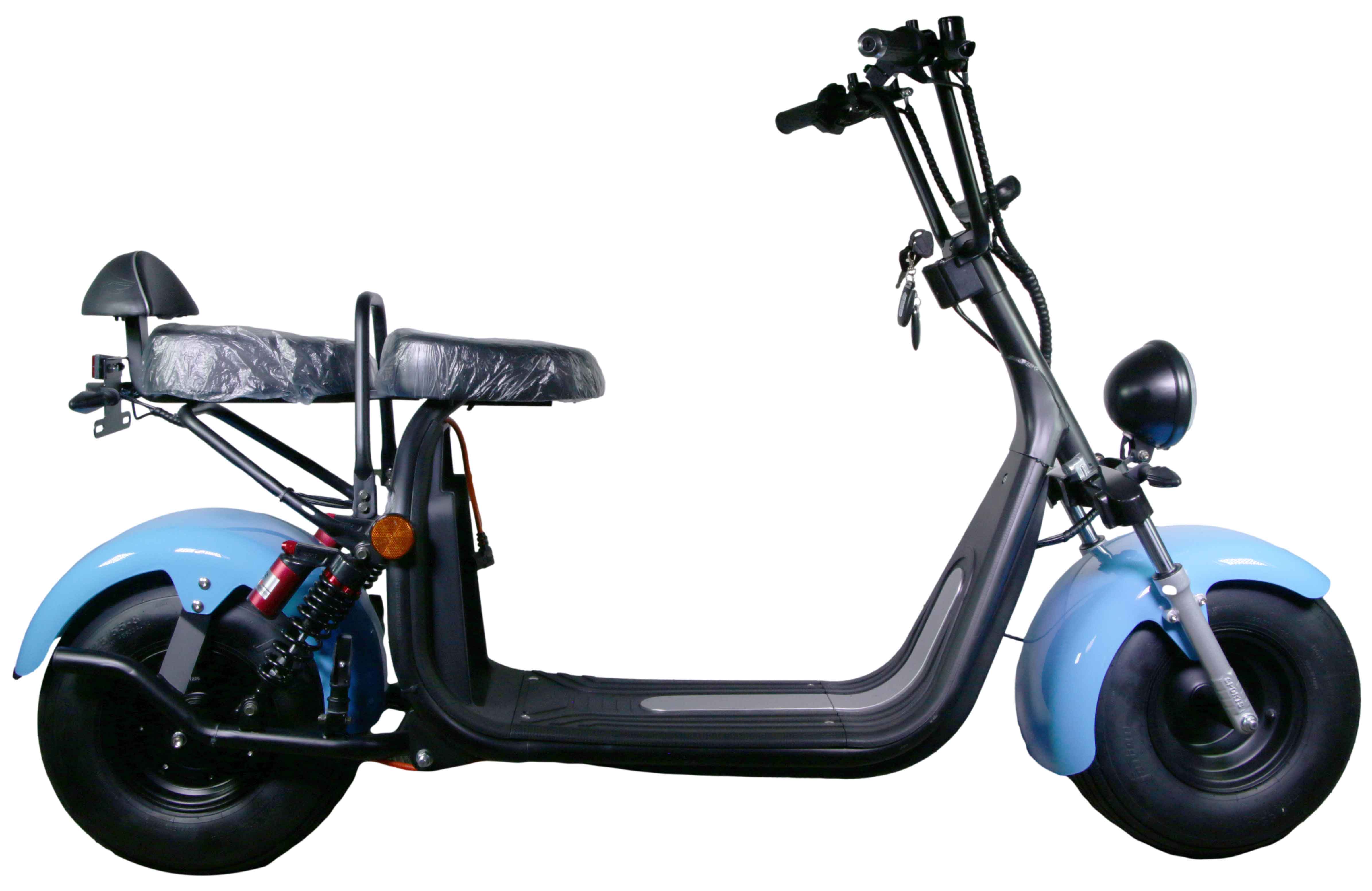 HR-2 RocknBikes Elektroroller Motorroller 45km/h Harley Scooter CitiCoco Baby Blue 60V20AH