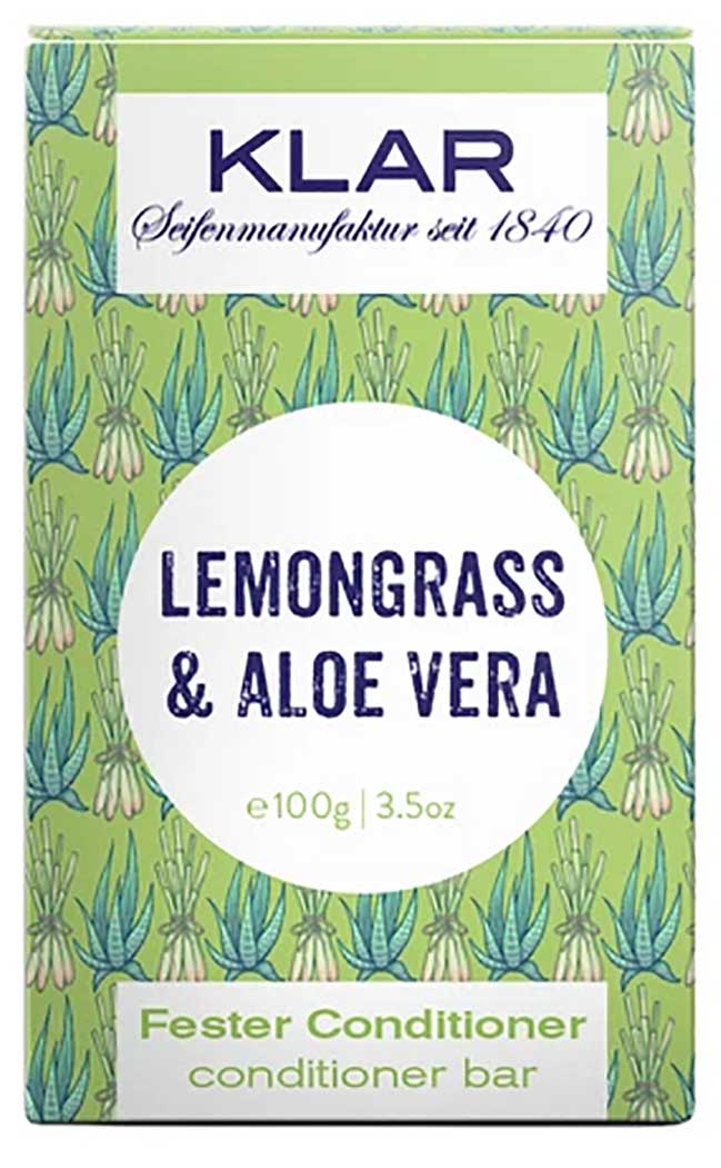 Klar's - Bar Conditioner Lemongrass/Aloe Vera 100g (für fettiges Haar) - fester Conditioner hergestellt in Deutschland