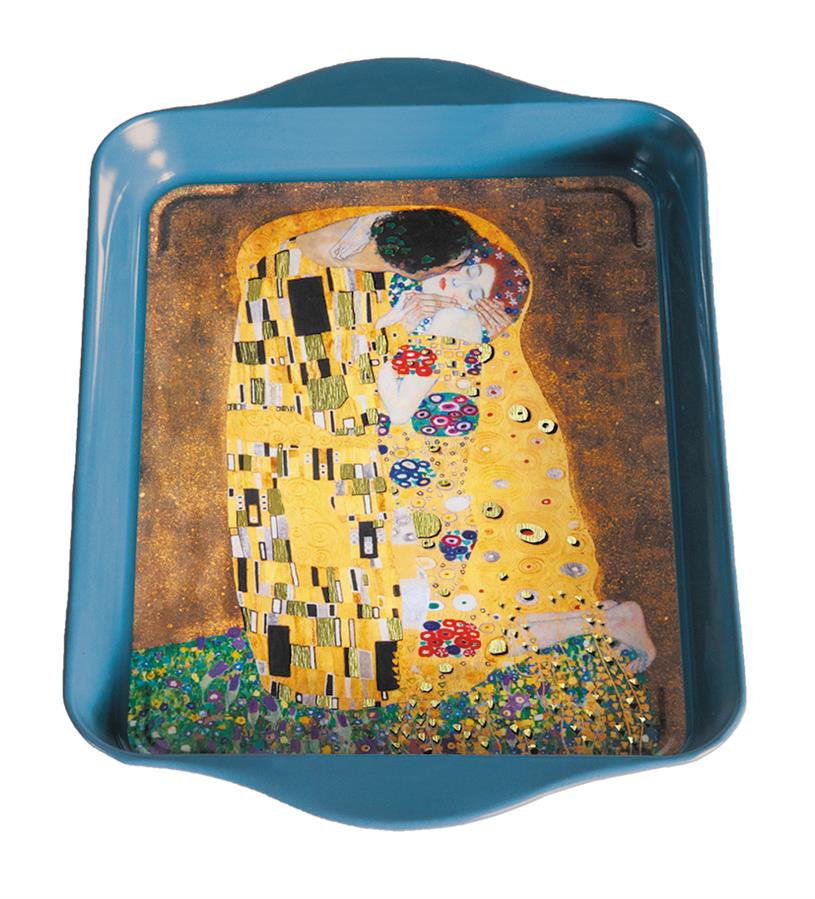 Fridolin Tablett, Klimt, Kuss, klein, Metall, 21 x 14 cm Nr. 19486