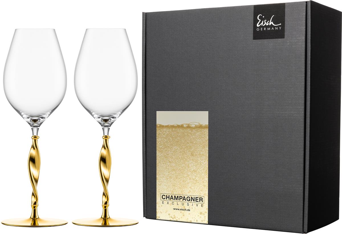 Glashütte Eisch 2 Champagnergläser 522/71 gold im Geschenkkarton Champagner Exklusiv 47752281