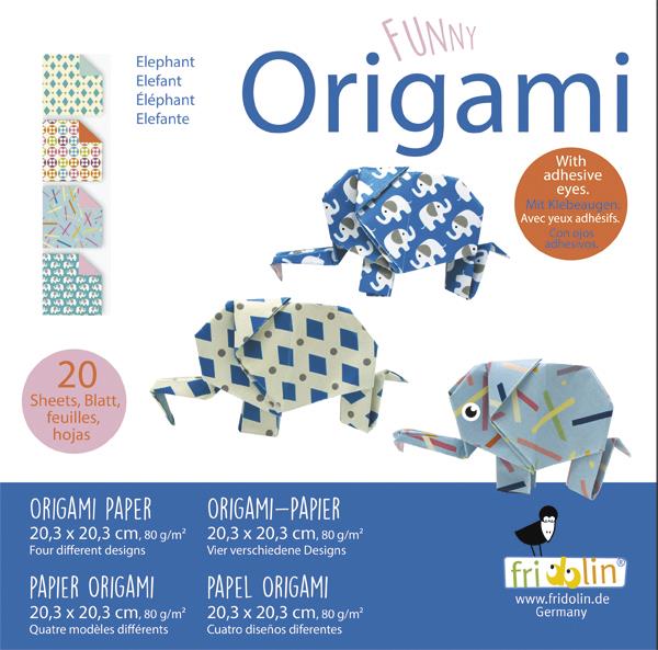 Funny Origami, Elefanten, 20 Blätter, 20 cm x 20 cm