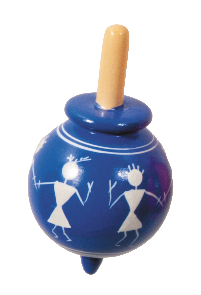 Kreisel, Ethno, blau – tanzende Menschen, Holz