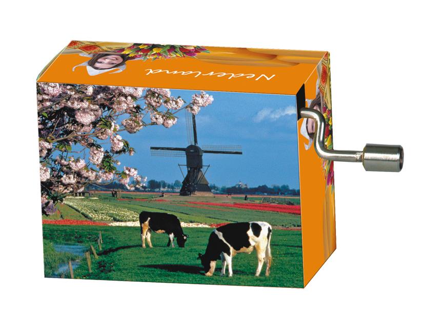 Fridolin  Spieluhr, Love Story, Holland, Kühe vor Windmühle Nr. 99136