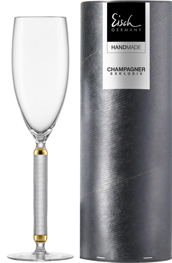 Glashütte Eisch Champagnerglas 598/71 matt gold in Geschenkröhre Champagner Exklusiv 47759871