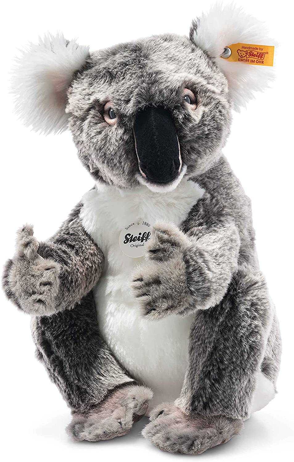 Steiff National Geographic Yuku Koala-29 cm-Kuscheltier für Kinder-sitzend-waschbar-grau/weiß (355745)