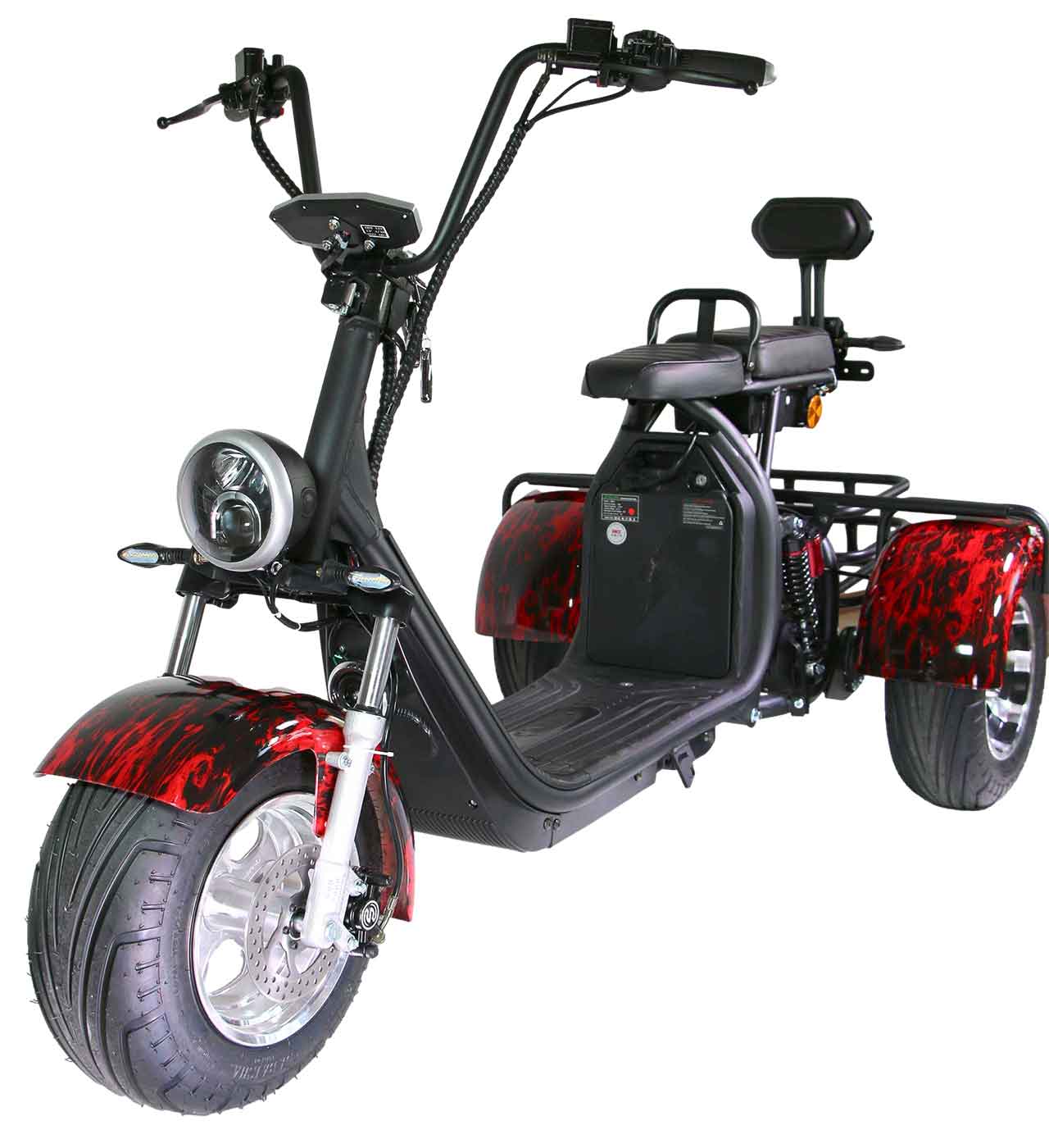 Rocknbikes CP3.1 Trike Schwarz/Rot 45km/h Elektroroller mit Akku 60V25Ah