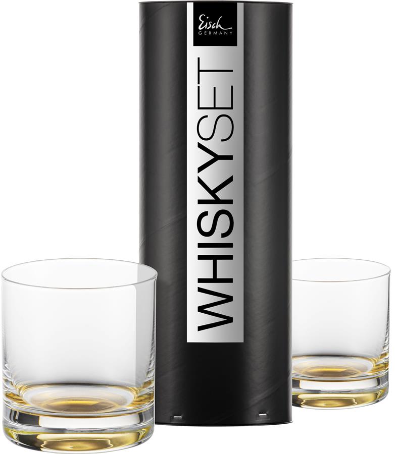 Glashütte Eisch Whiskyglas 500/14 gold - 2 Stück in Geschenkröhre Gentleman 86550023