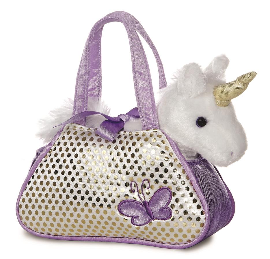 Fancy Pals - Einhorn Lila Aurora World Tasche mit Einhorn Lila Peek-A-Boo 20cm Plüschtier 32600