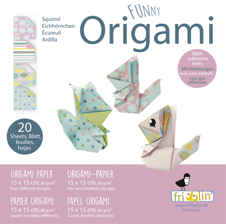 Funny Origami, Eichhörnchen, 20 Blätter, 15 cm x 15 cm