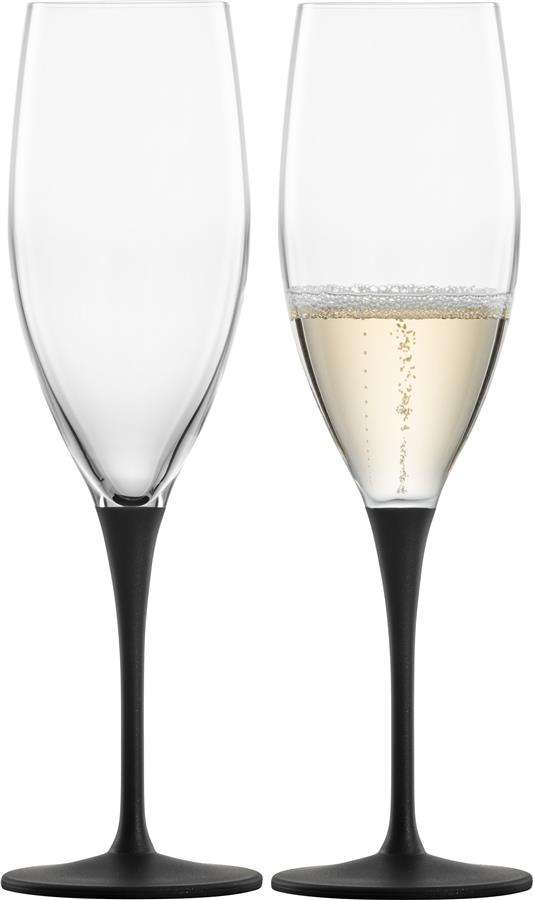 Glashütte Eisch 2 Champagnergläser 500/71 black im Geschenkkarton Kaya 77350072