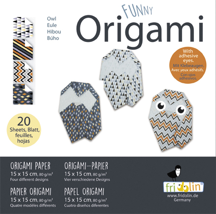 Funny Origami, Eulen, 20 Blätter, 15 cm x 15 cm