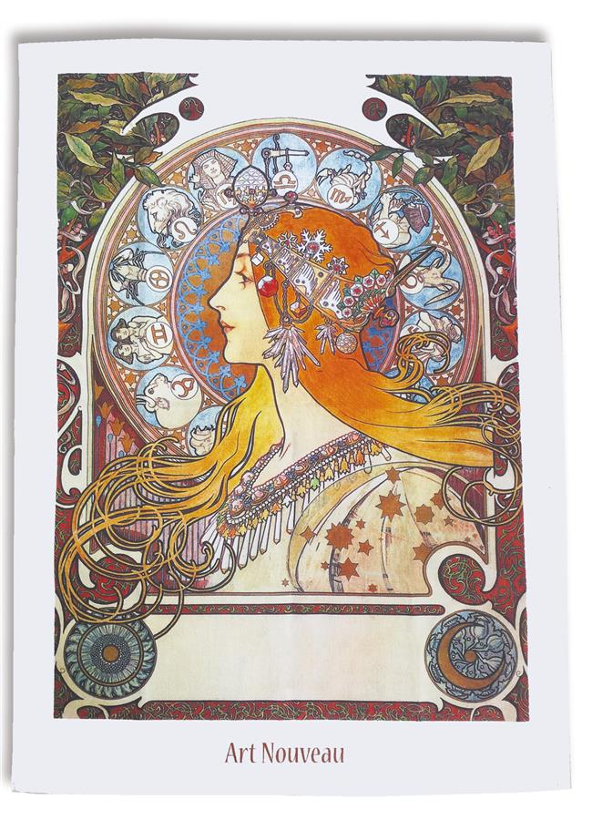 Geschirrtuch, Art Nouveau/Jugendstil, Zodiac, 45 cm x 65 cm